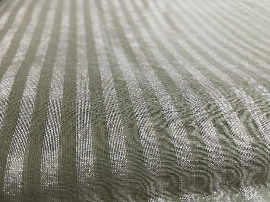 100% Silk metallic tissue organza  stripe design 54 "[12299]
