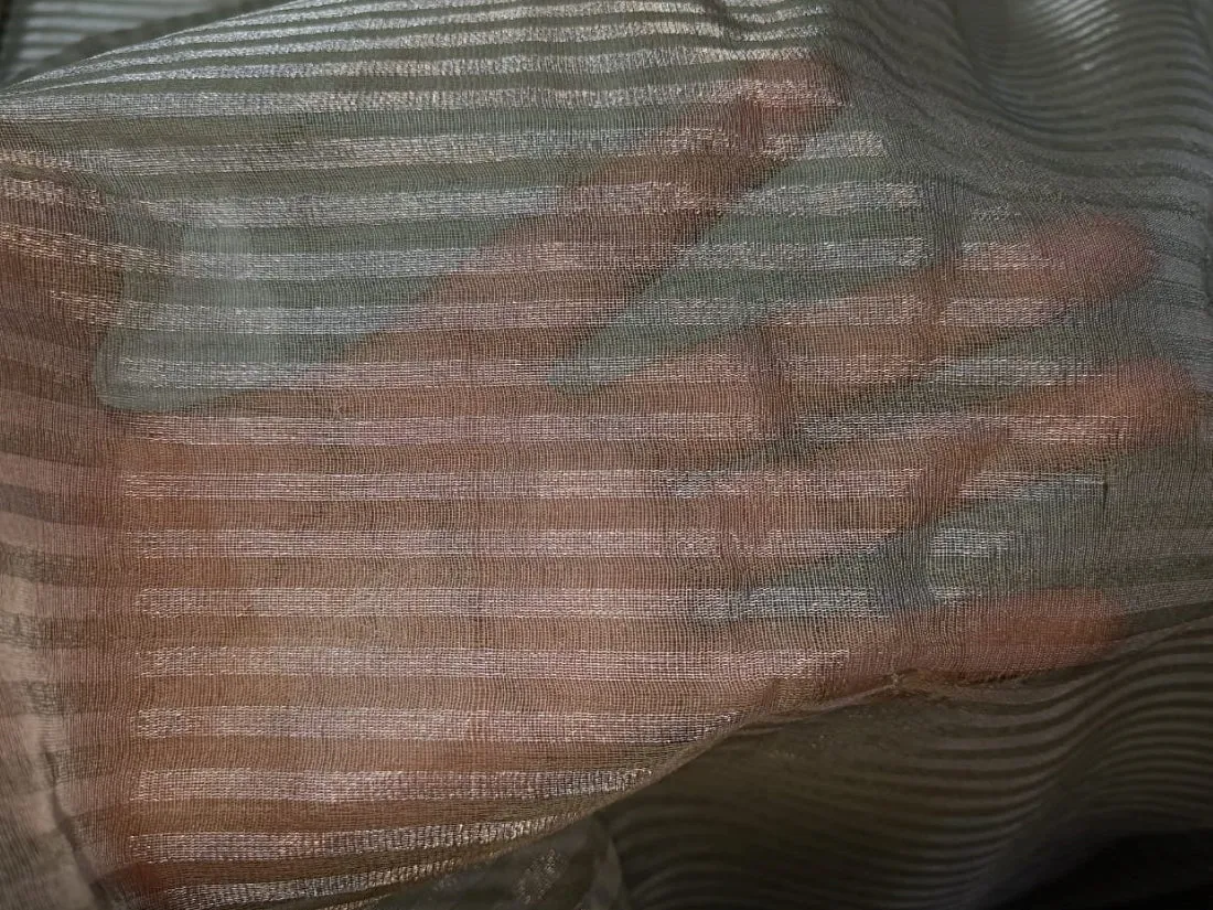 100% Silk metallic tissue organza  stripe design 54 "[12299]
