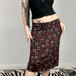 90s Abstract Print Midi Skirt