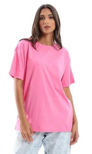 98822 Basic Slip On Cotton Half Sleeves T-Shirt - Light Pink