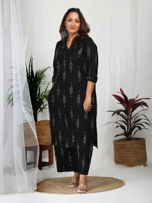 Aarohi Black Ikkat Cotton Co-ord
