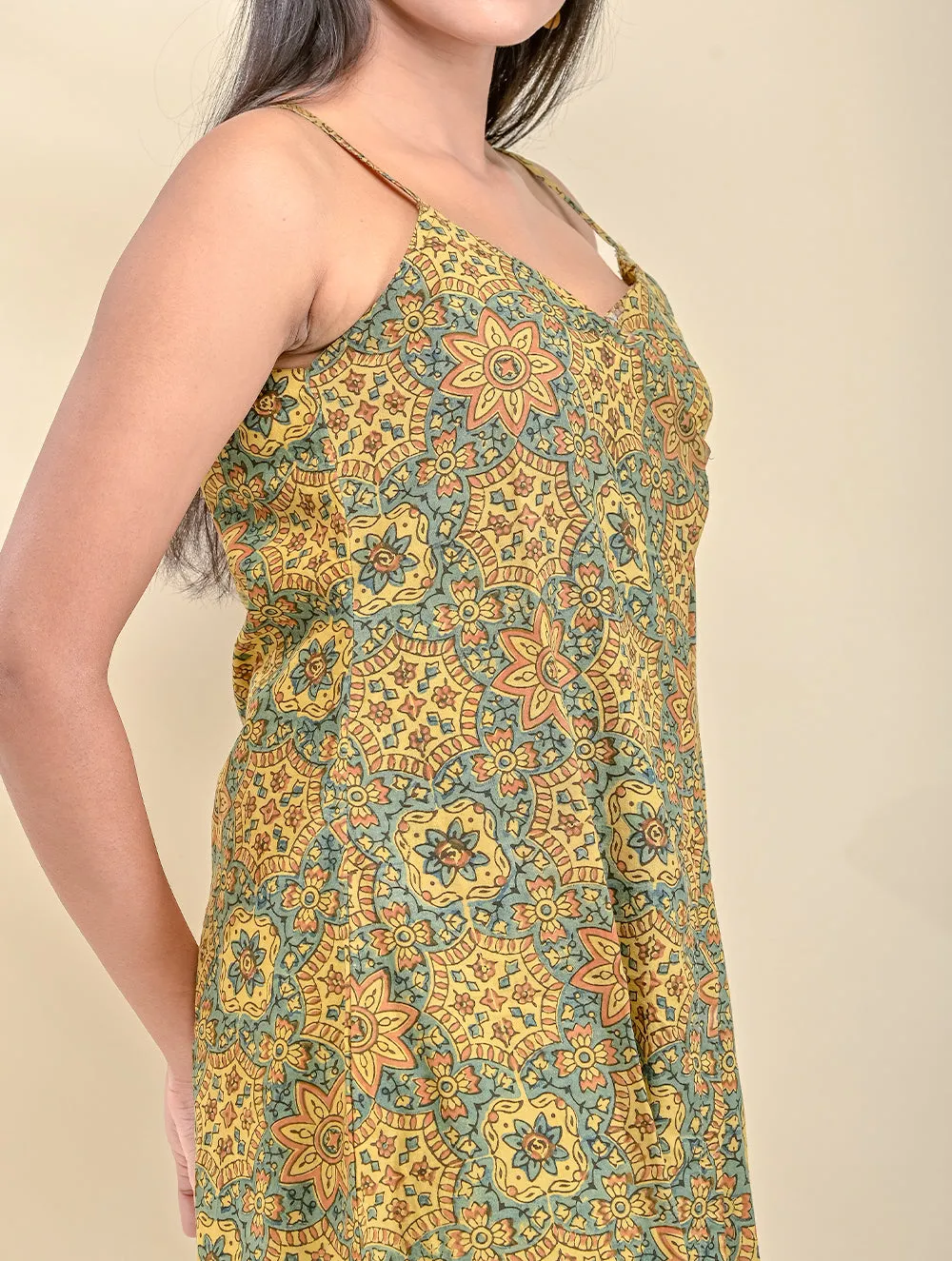 Ajrakh Slip Kurta With Pants - Green