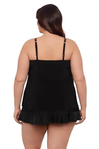 Aqua Green Women's Standard Keyhole High Neck Tankini Top, Lagoon