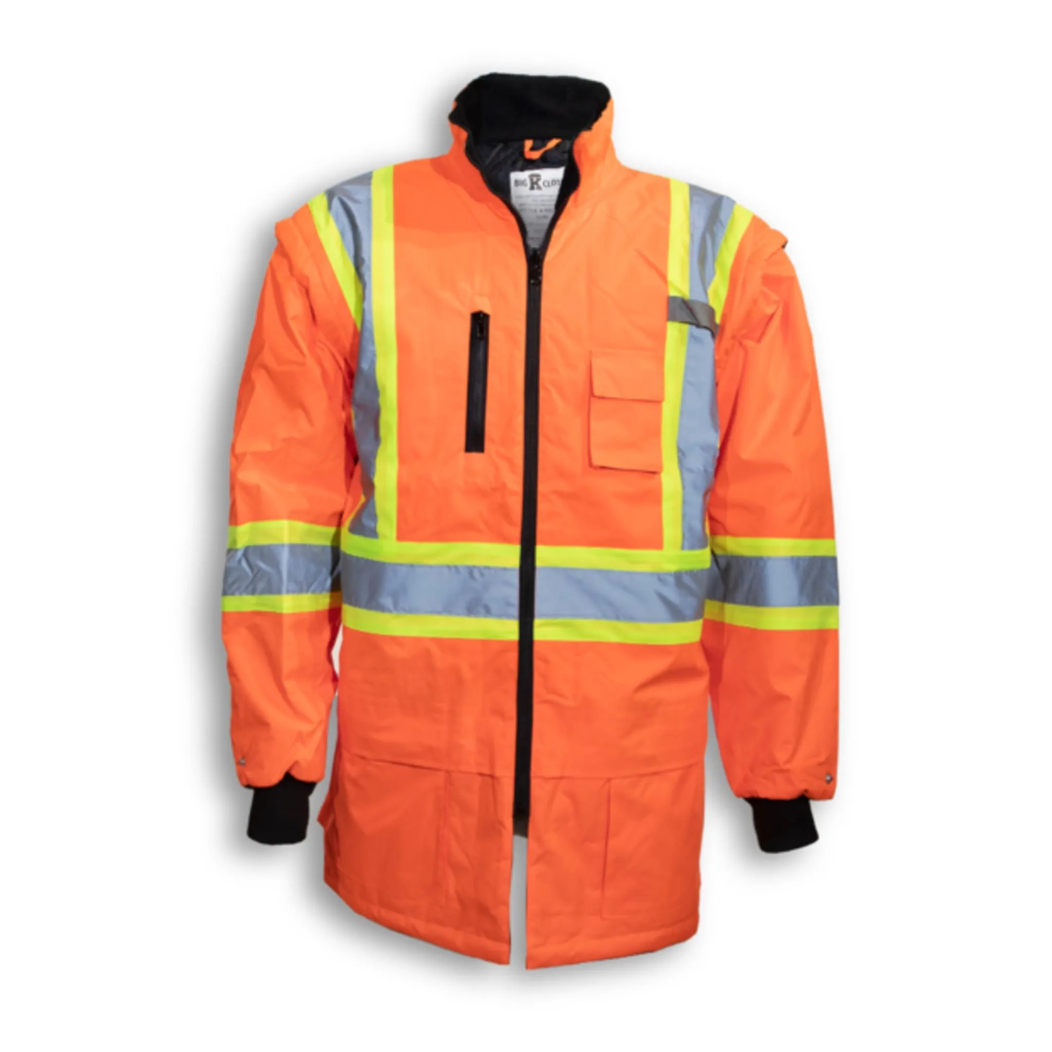 Big K BK133 Men's CSA Safety Jacket 5-In-1 Waterproof with Removable Liner and Sleeves | 3M Reflective Tape | Multiple Pockets | All-Weather | Durable