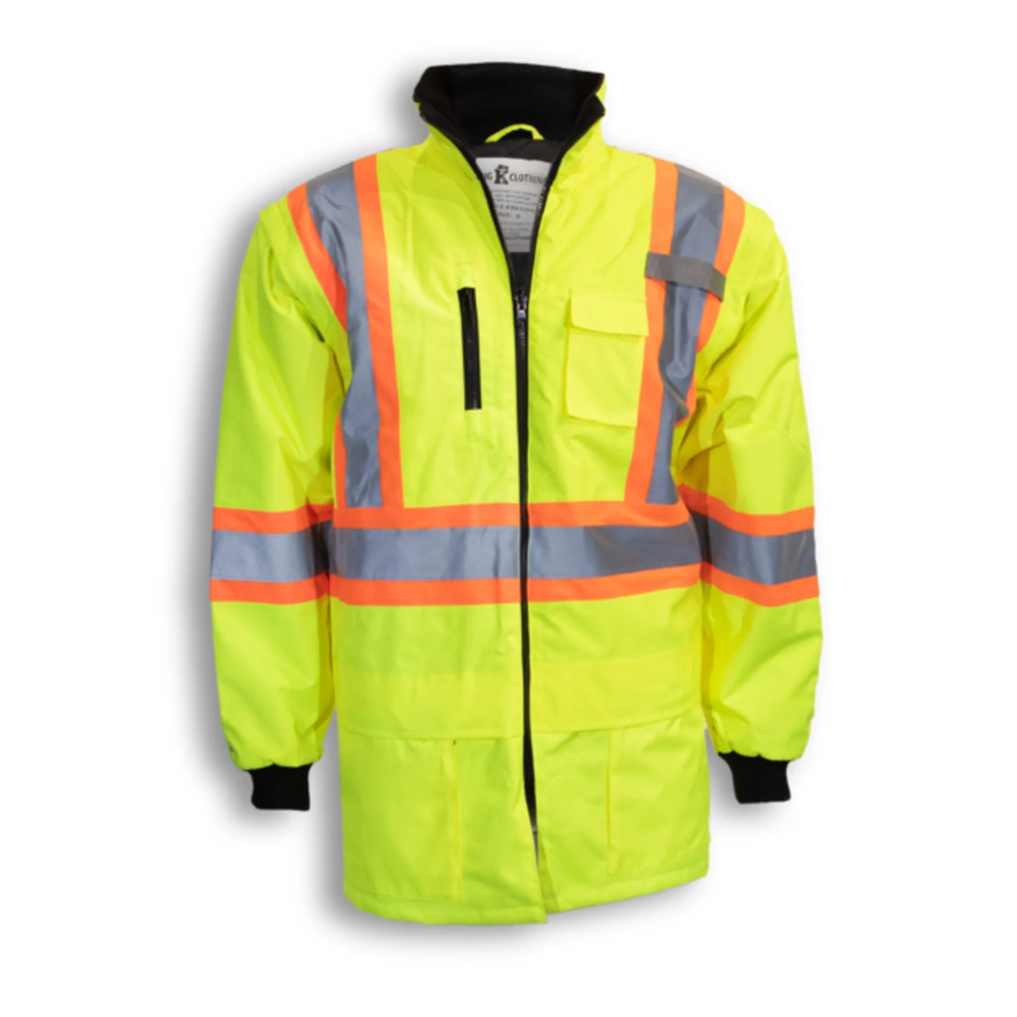 Big K BK133 Men's CSA Safety Jacket 5-In-1 Waterproof with Removable Liner and Sleeves | 3M Reflective Tape | Multiple Pockets | All-Weather | Durable
