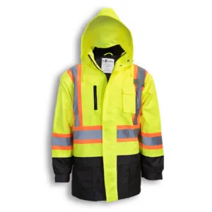 Big K BK133 Men's CSA Safety Jacket 5-In-1 Waterproof with Removable Liner and Sleeves | 3M Reflective Tape | Multiple Pockets | All-Weather | Durable