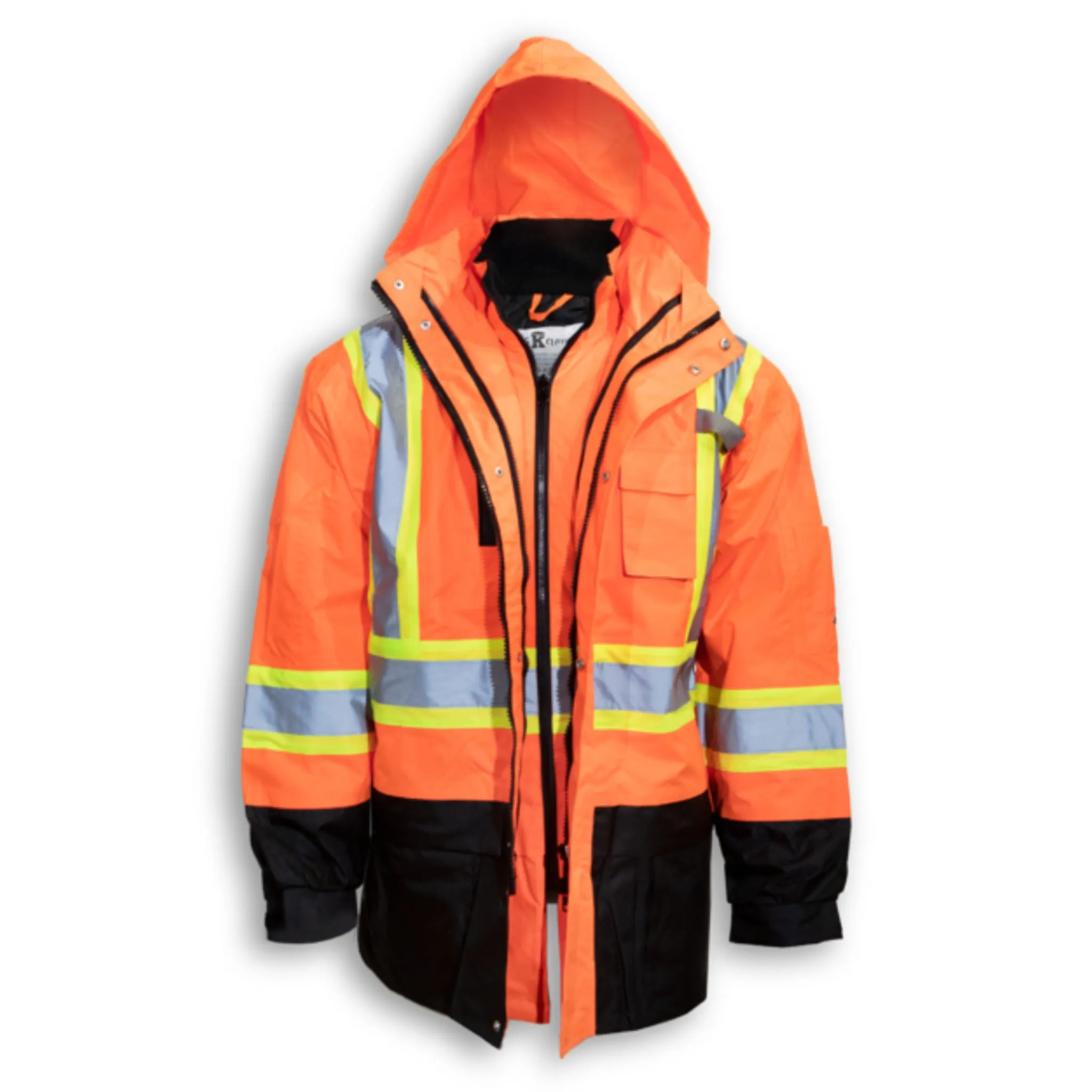 Big K BK133 Men's CSA Safety Jacket 5-In-1 Waterproof with Removable Liner and Sleeves | 3M Reflective Tape | Multiple Pockets | All-Weather | Durable