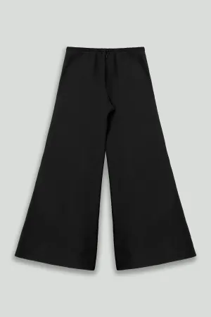 Black Microfiber Smart Gabardine Claude Flared Pant