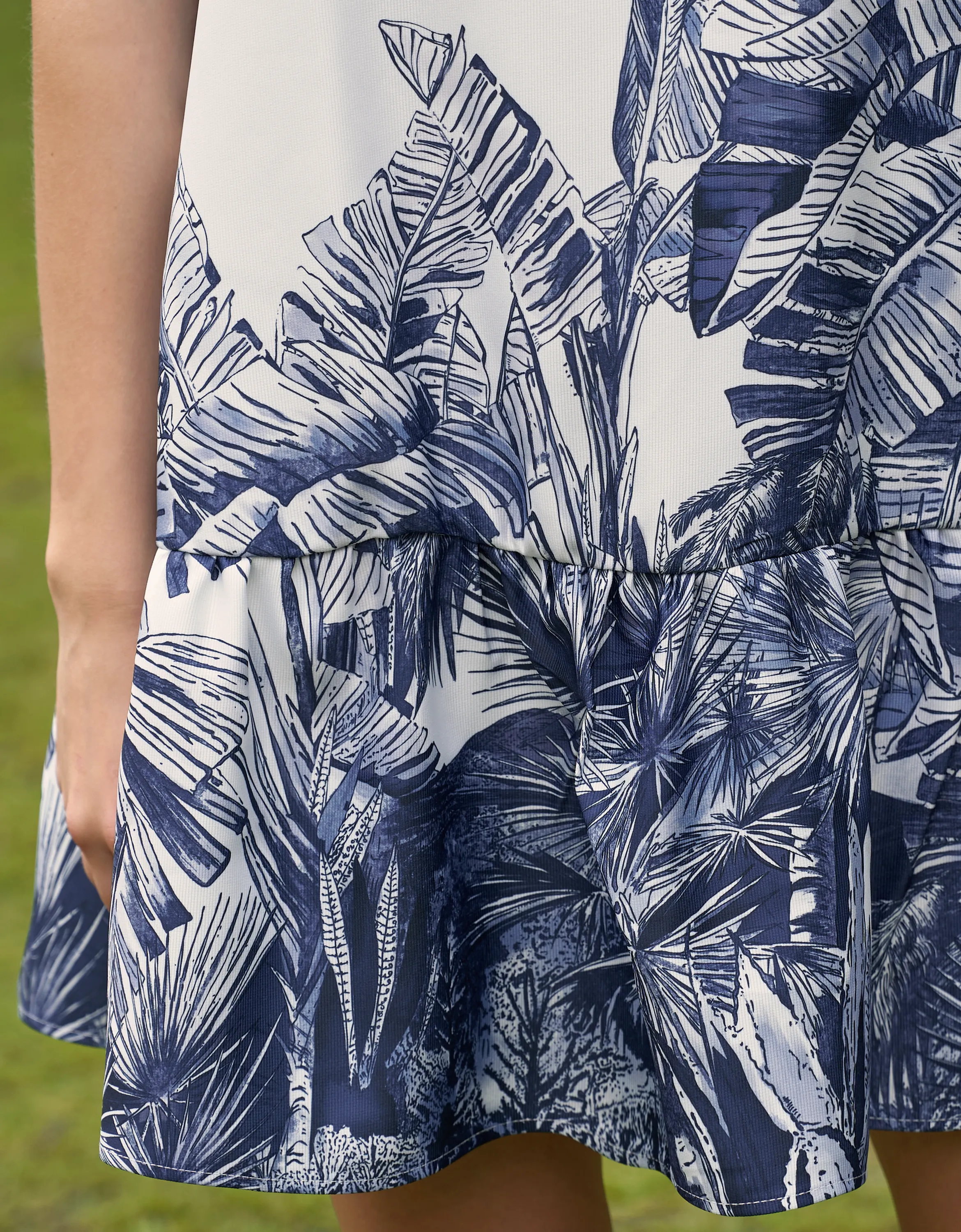 Botanical Print Ruffled Hem Dress