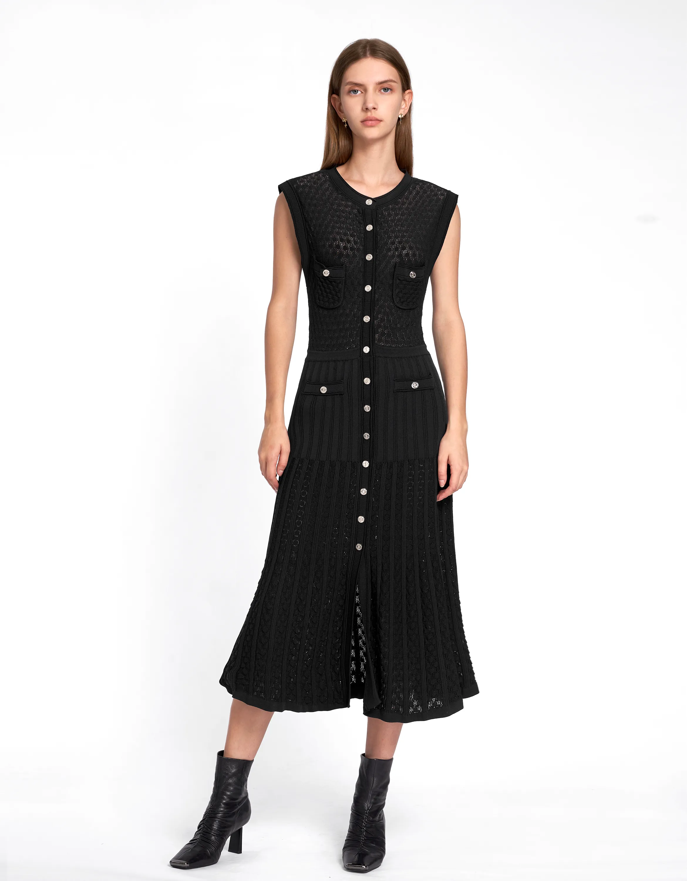 Button Up Textured Dress