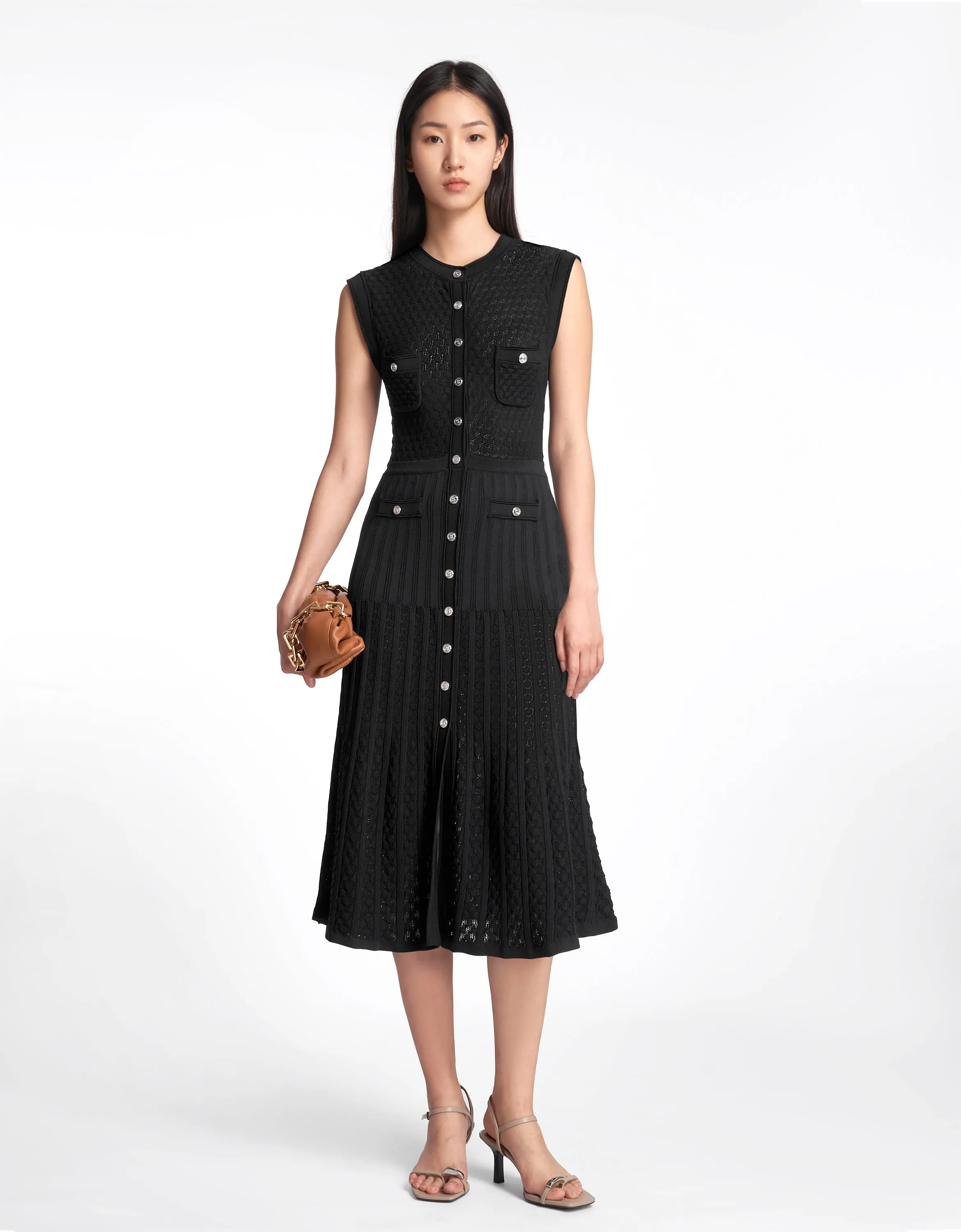 Button Up Textured Dress