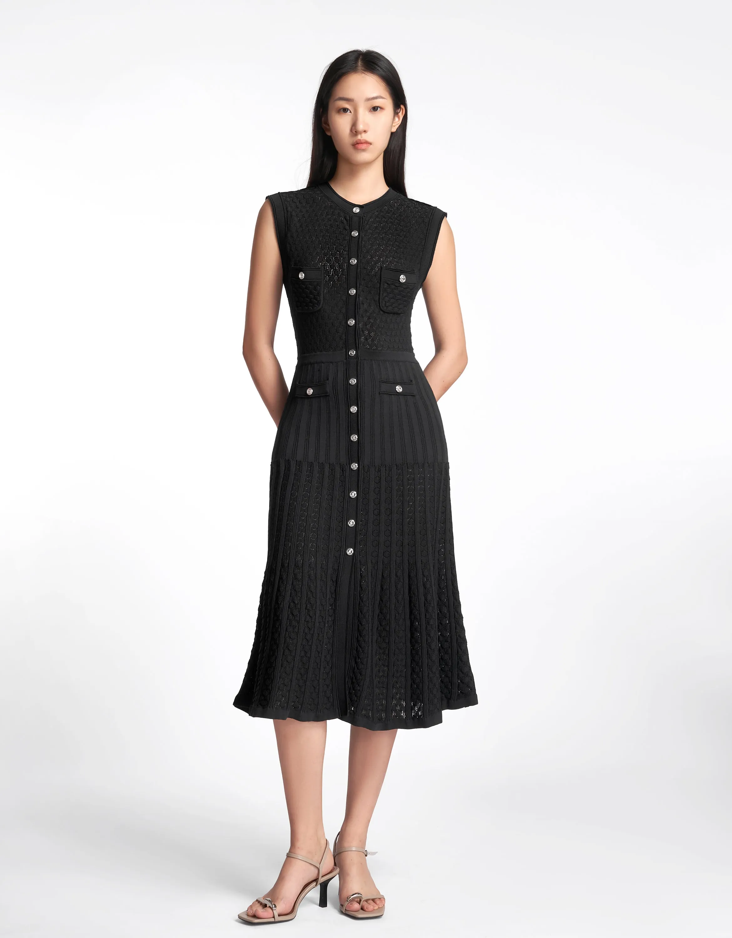 Button Up Textured Dress
