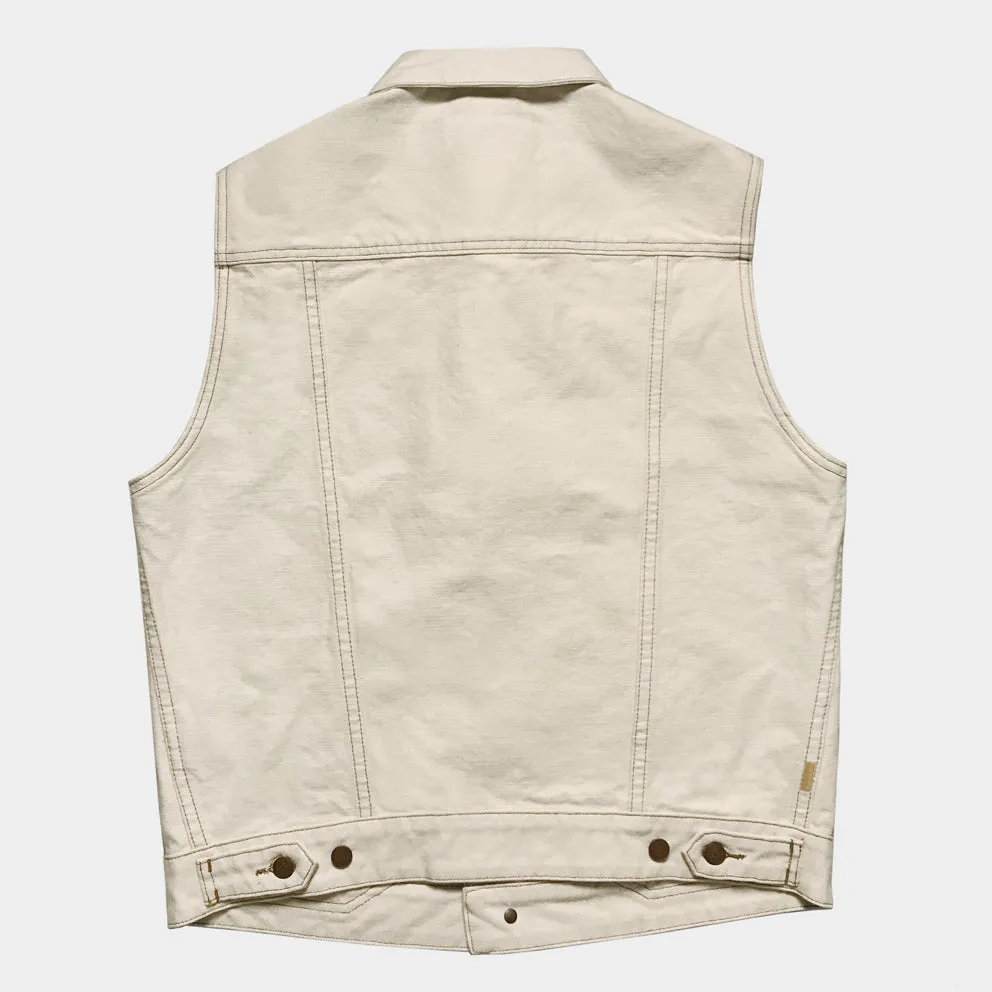 BZEN M.3127-THE CUT REGULAR FIT 2 POCKET BIKER'S VEST-12.5oz-E0 NATURAL