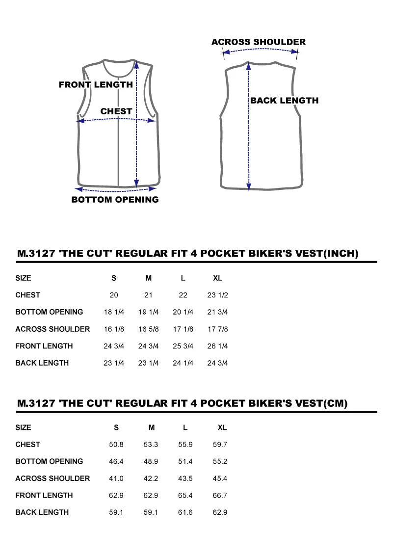 BZEN M.3127-THE CUT REGULAR FIT 2 POCKET BIKER'S VEST-12.5oz-E0 NATURAL
