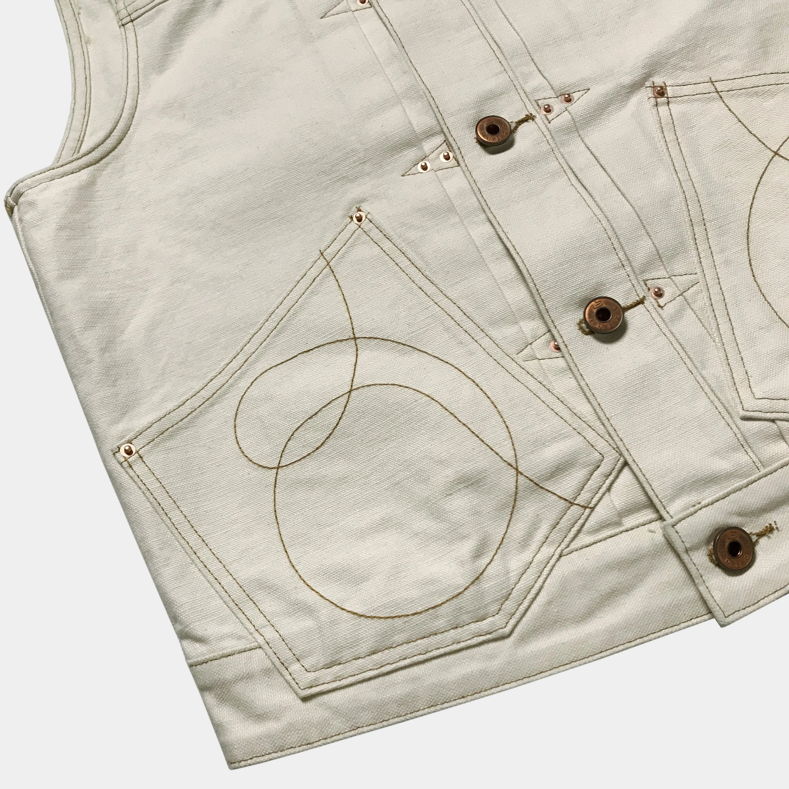 BZEN M.3127-THE CUT REGULAR FIT 2 POCKET BIKER'S VEST-12.5oz-E0 NATURAL