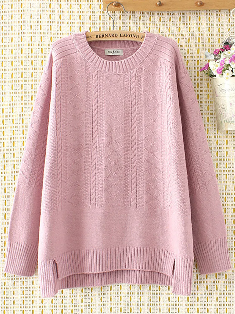Casual Irregular Hem Sweaters