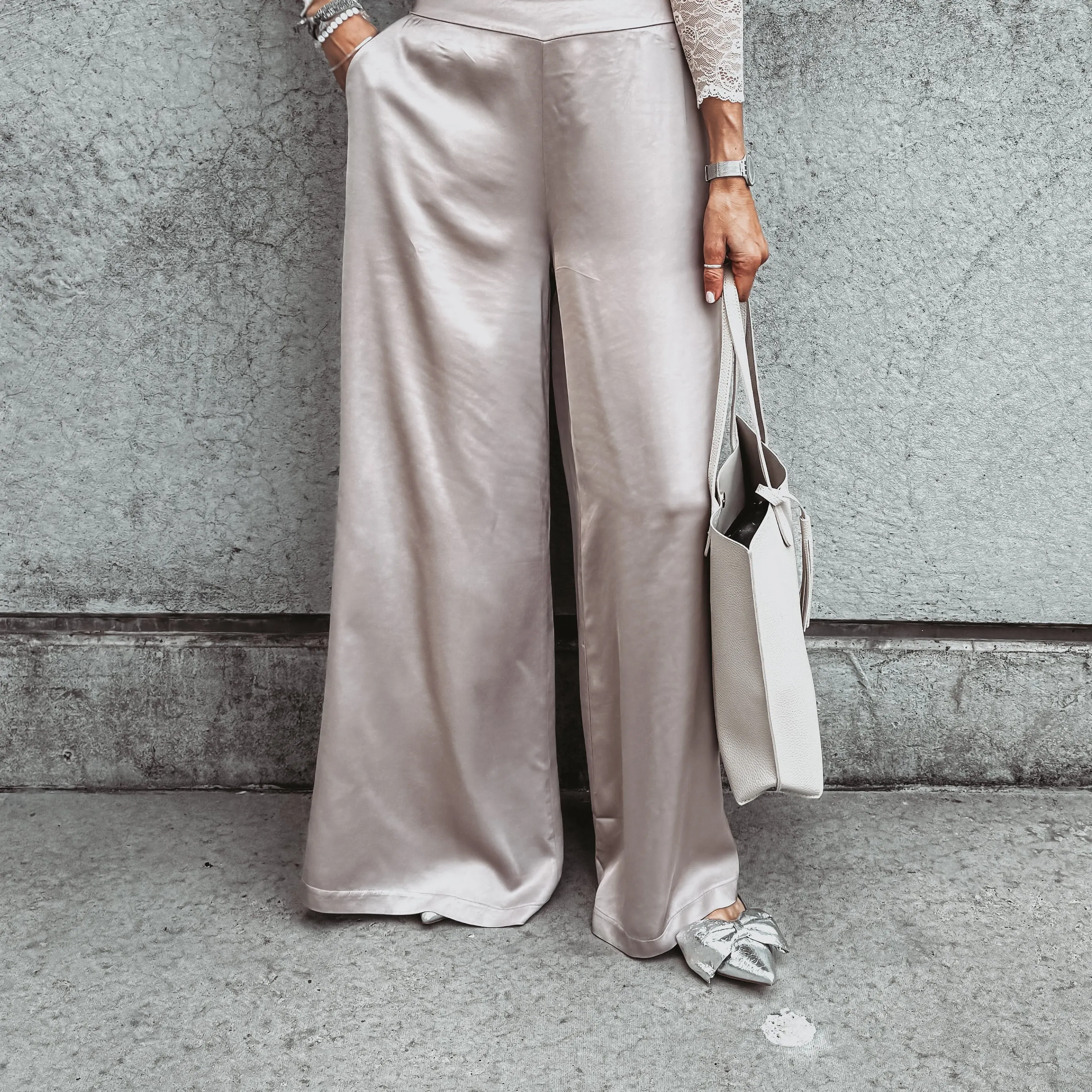 Champagne Silver Radana palazzo pants