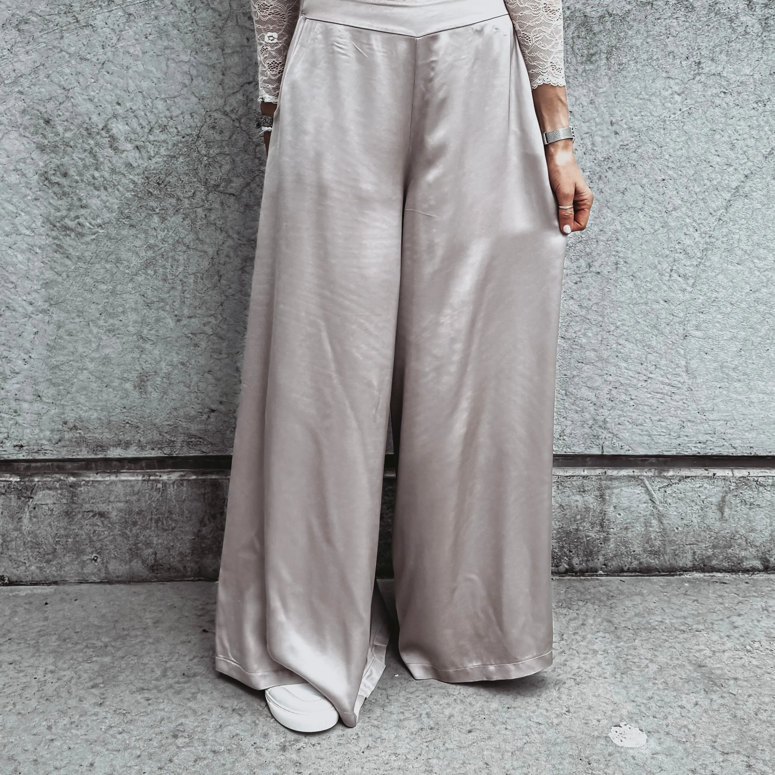 Champagne Silver Radana palazzo pants