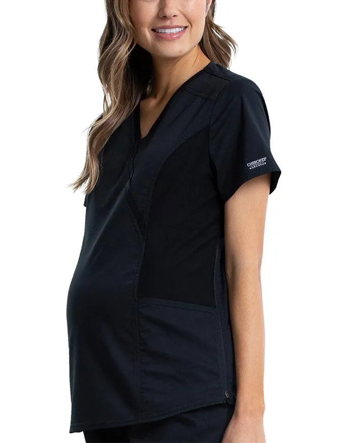 Cherokee Workwear Revolution Women's Maternity Mock Wrap Top