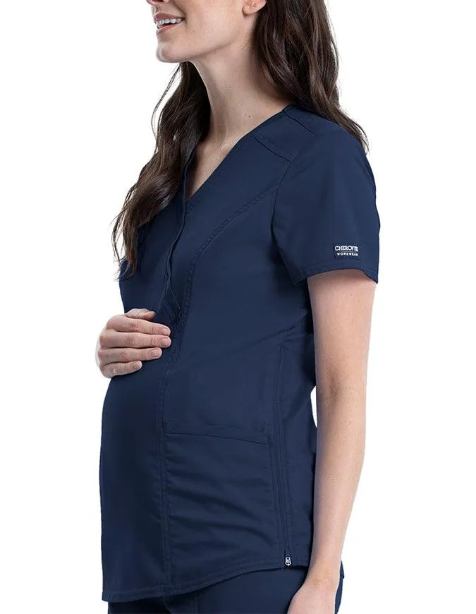 Cherokee Workwear Revolution Women's Maternity Mock Wrap Top