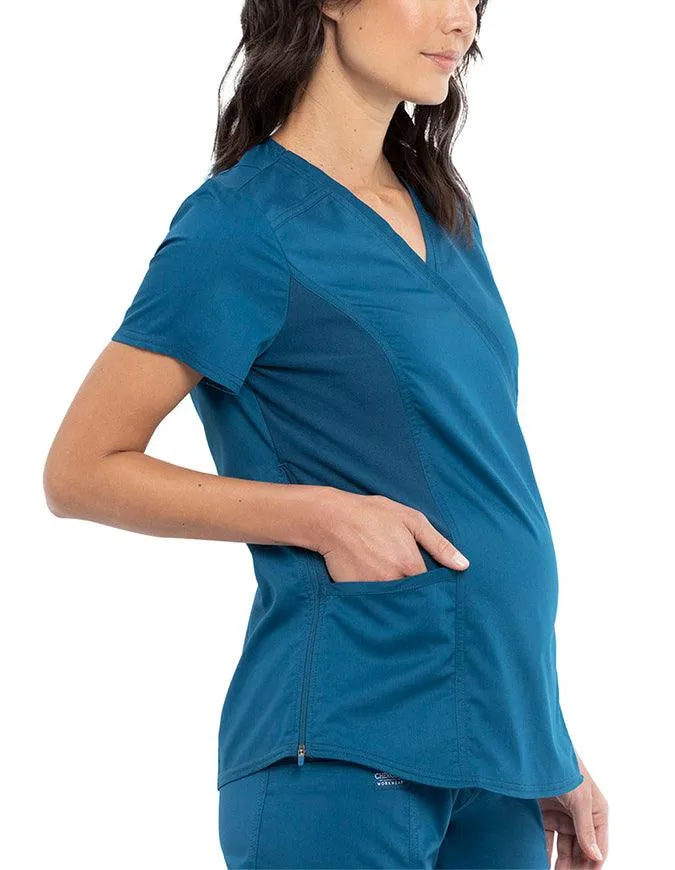 Cherokee Workwear Revolution Women's Maternity Mock Wrap Top