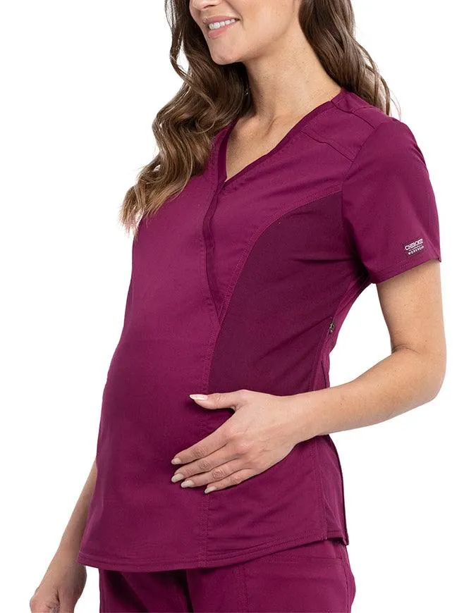 Cherokee Workwear Revolution Women's Maternity Mock Wrap Top
