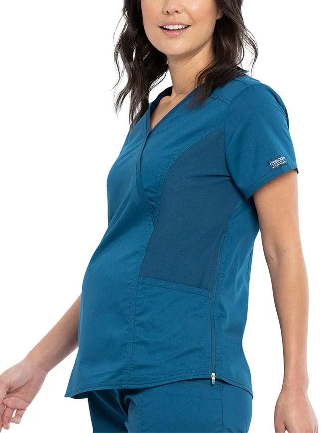 Cherokee Workwear Revolution Women's Maternity Mock Wrap Top
