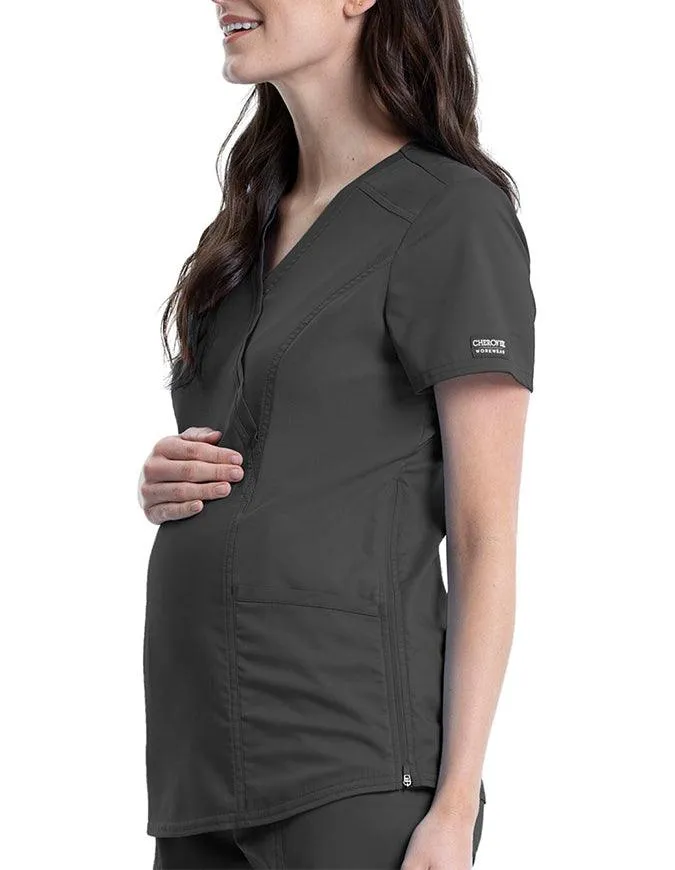 Cherokee Workwear Revolution Women's Maternity Mock Wrap Top