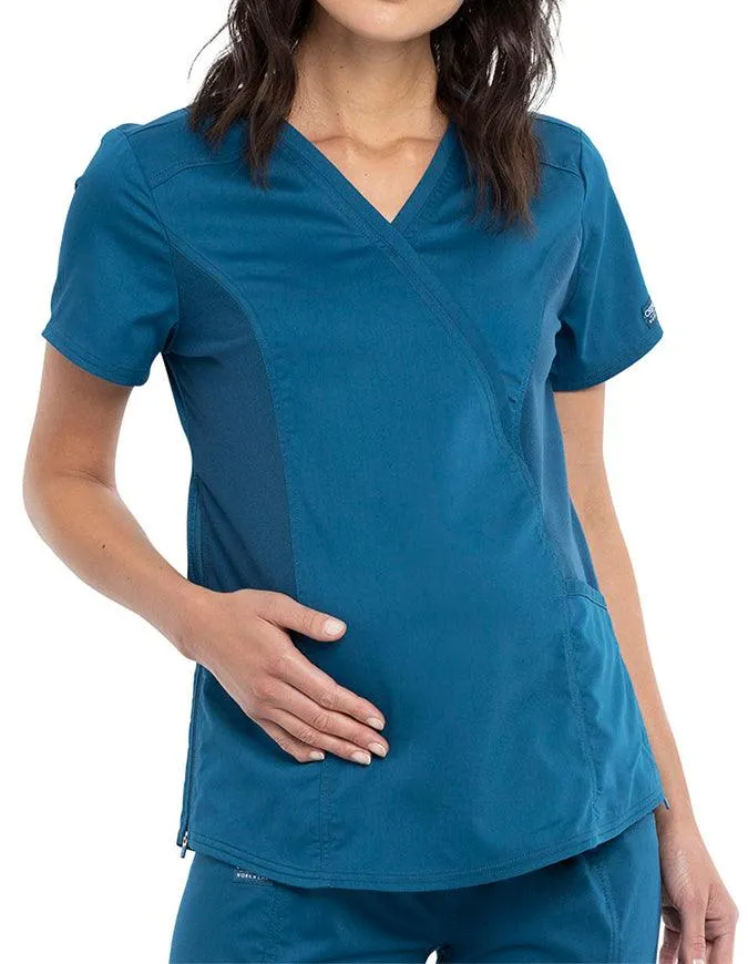 Cherokee Workwear Revolution Women's Maternity Mock Wrap Top