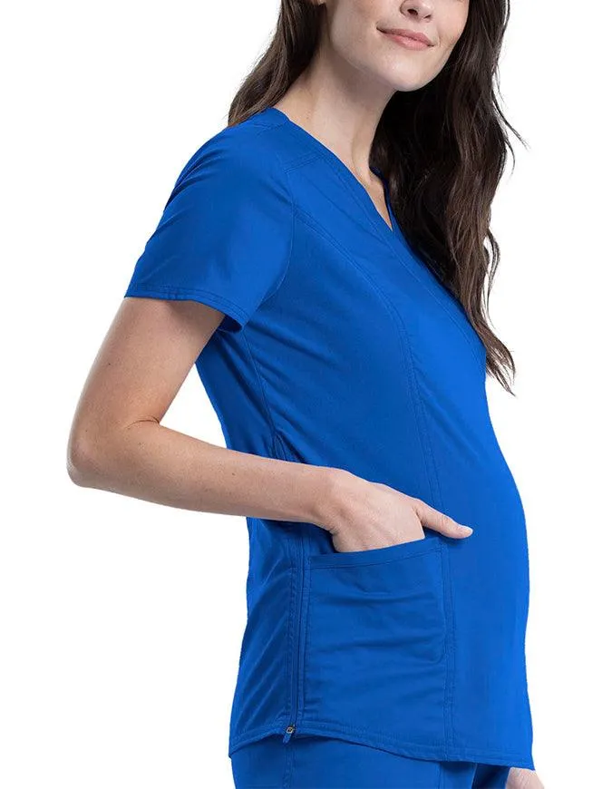 Cherokee Workwear Revolution Women's Maternity Mock Wrap Top