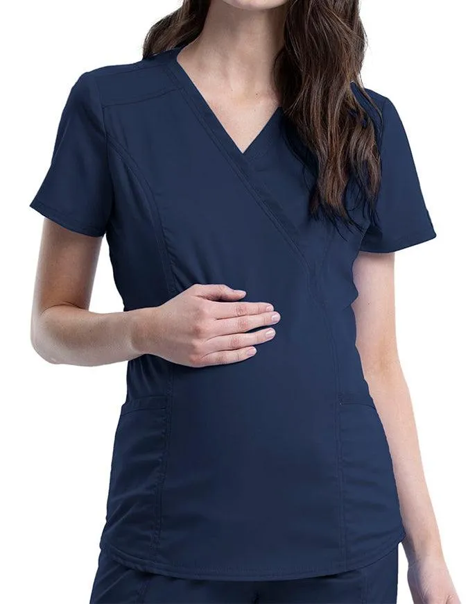 Cherokee Workwear Revolution Women's Maternity Mock Wrap Top