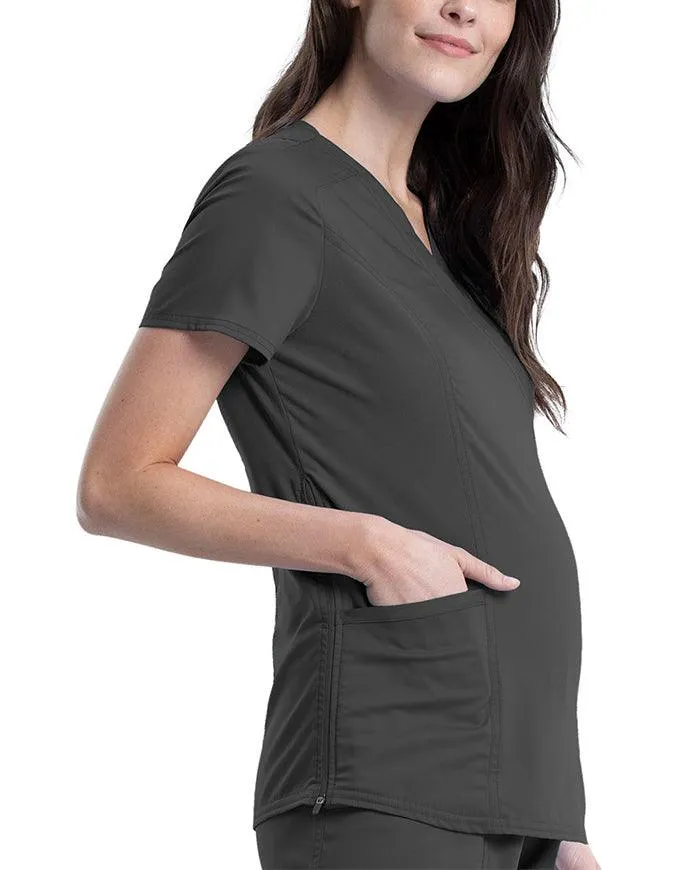 Cherokee Workwear Revolution Women's Maternity Mock Wrap Top