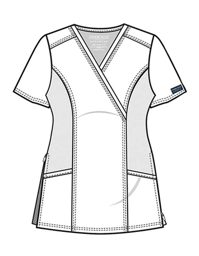 Cherokee Workwear Revolution Women's Maternity Mock Wrap Top