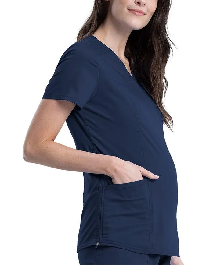 Cherokee Workwear Revolution Women's Maternity Mock Wrap Top