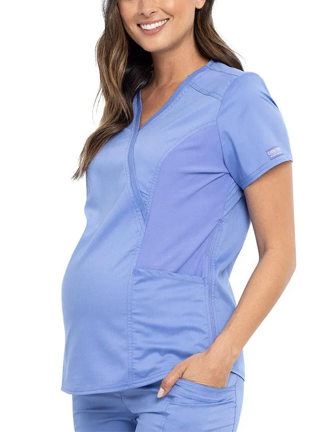 Cherokee Workwear Revolution Women's Maternity Mock Wrap Top