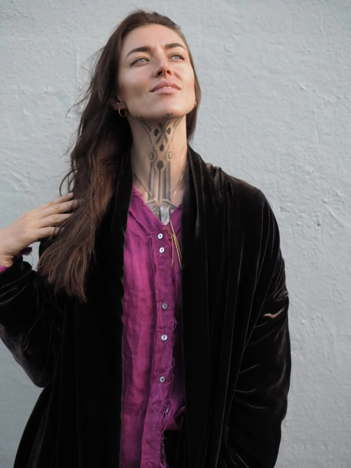 Cocoon coat ( Silk Velvet ) - Mocca