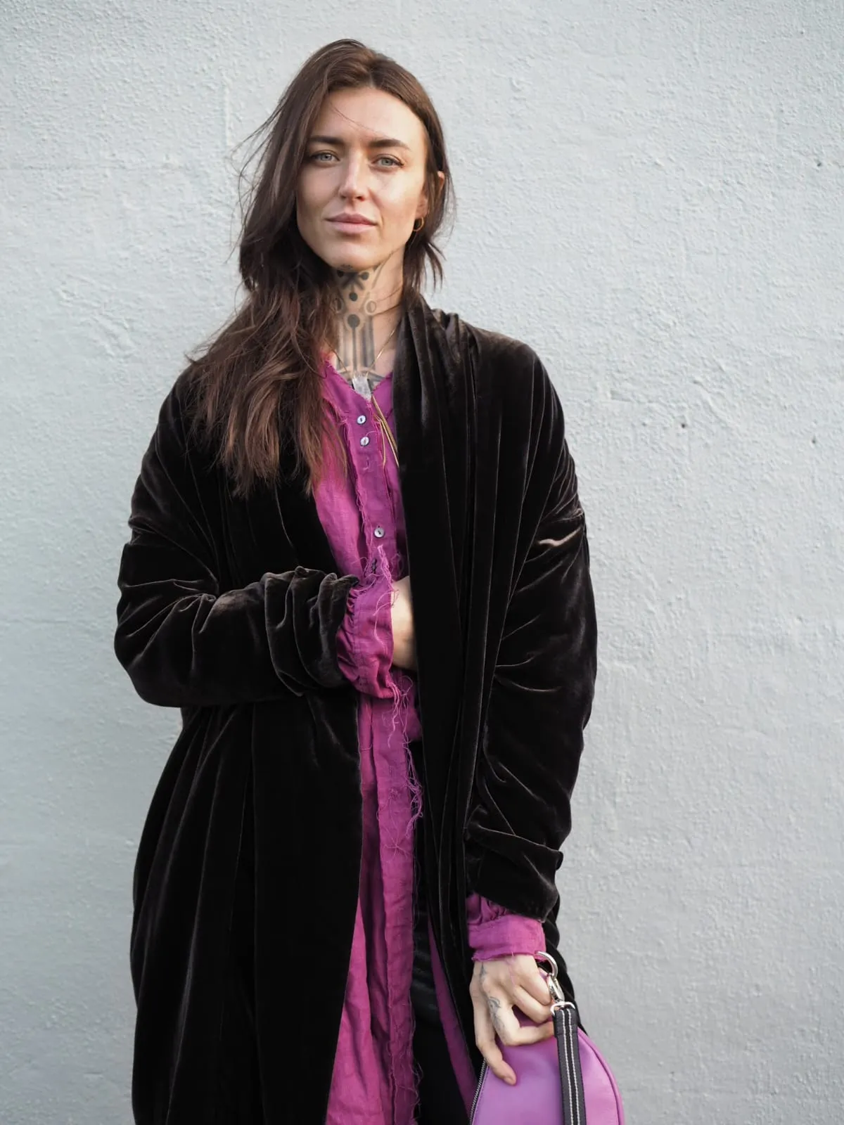 Cocoon coat ( Silk Velvet ) - Mocca