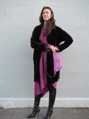 Cocoon coat ( Silk Velvet ) - Mocca
