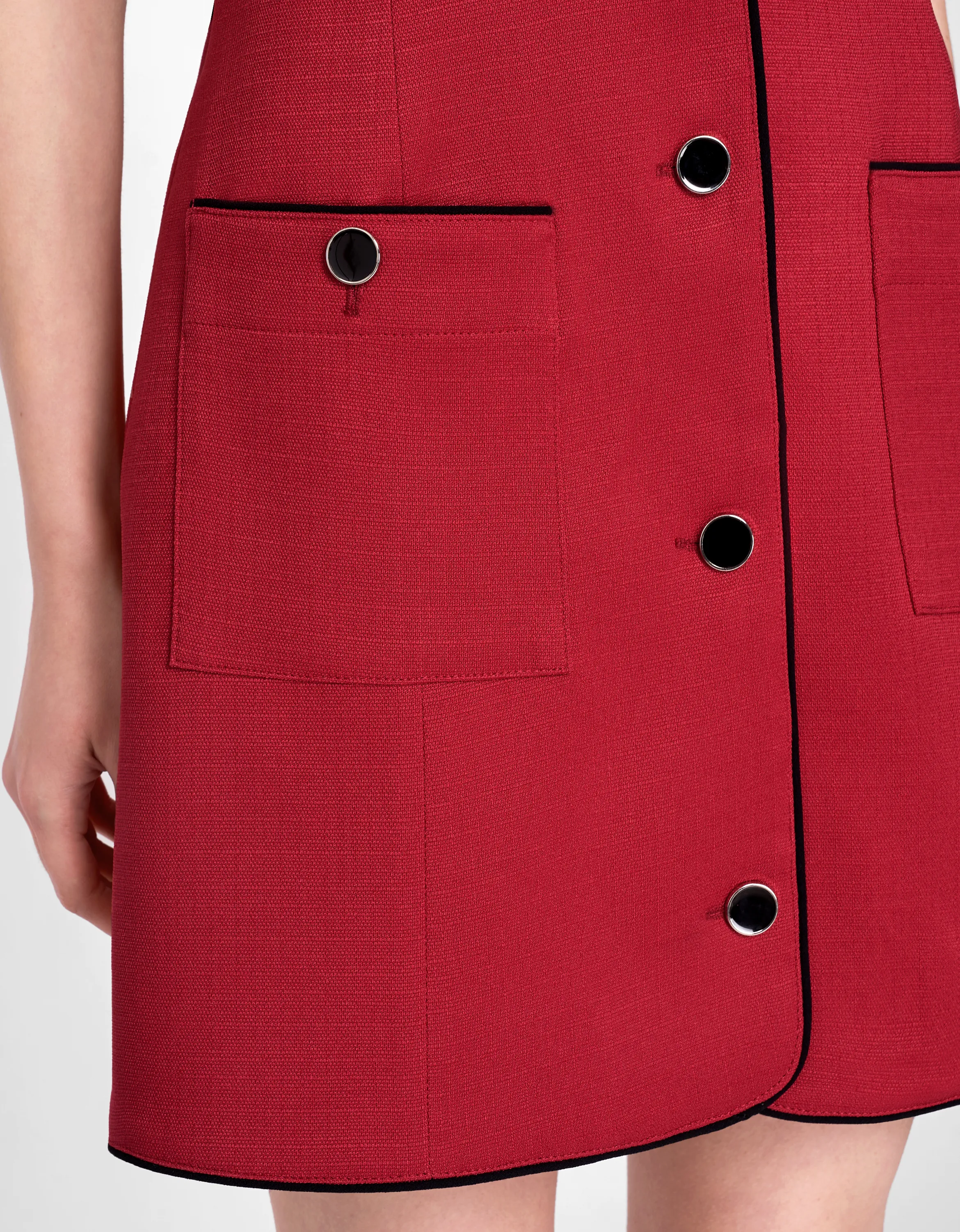 Contrast Collar Button Up Tweed Dress