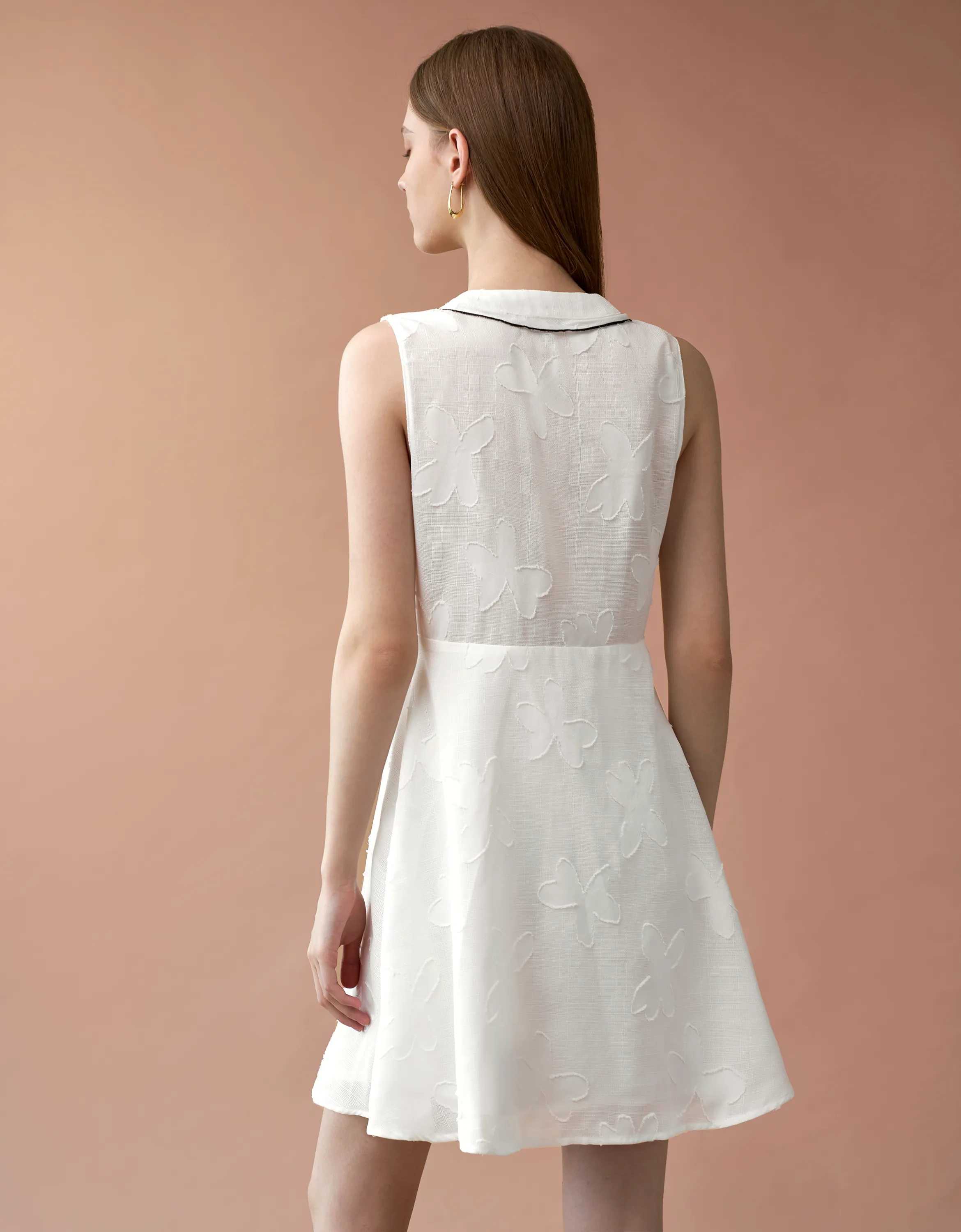 Contrast Trim Ruffle Front Dress