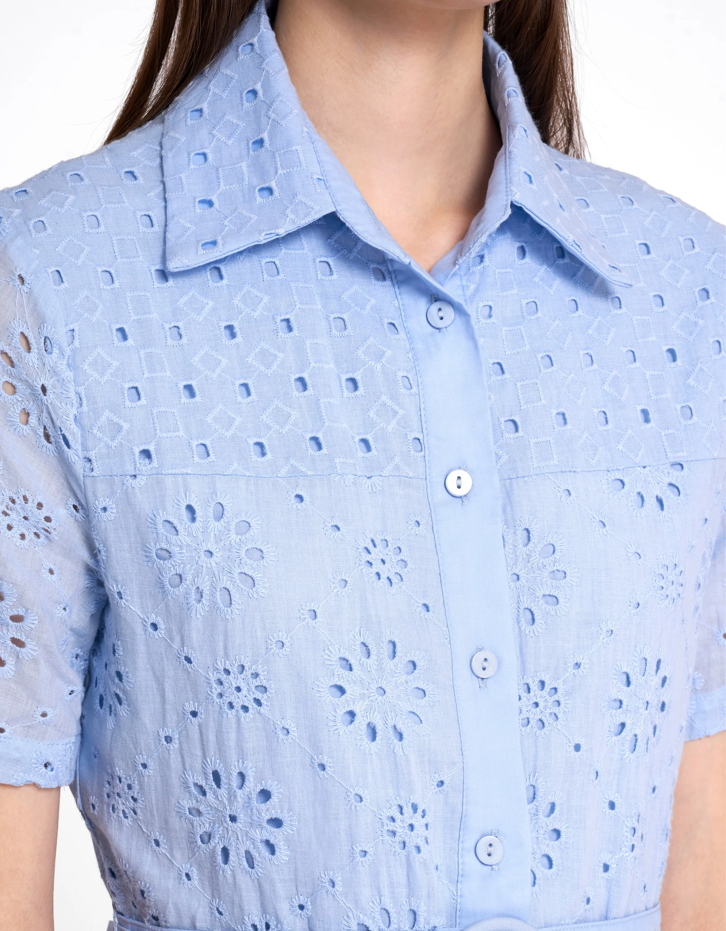 Cutwork Embroidery Belt Dress