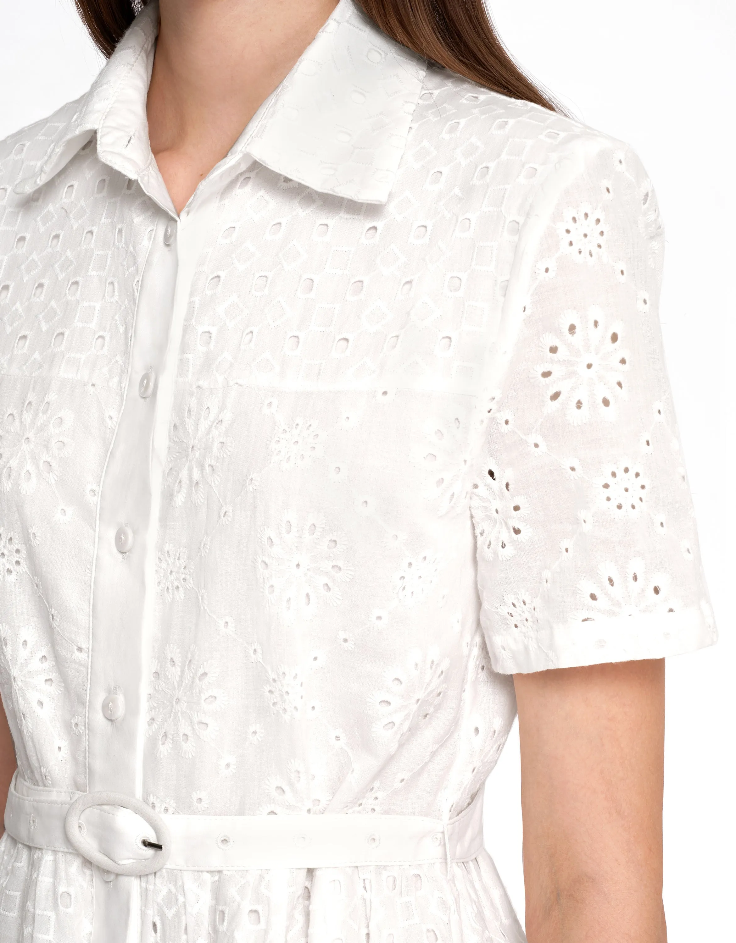 Cutwork Embroidery Belt Dress