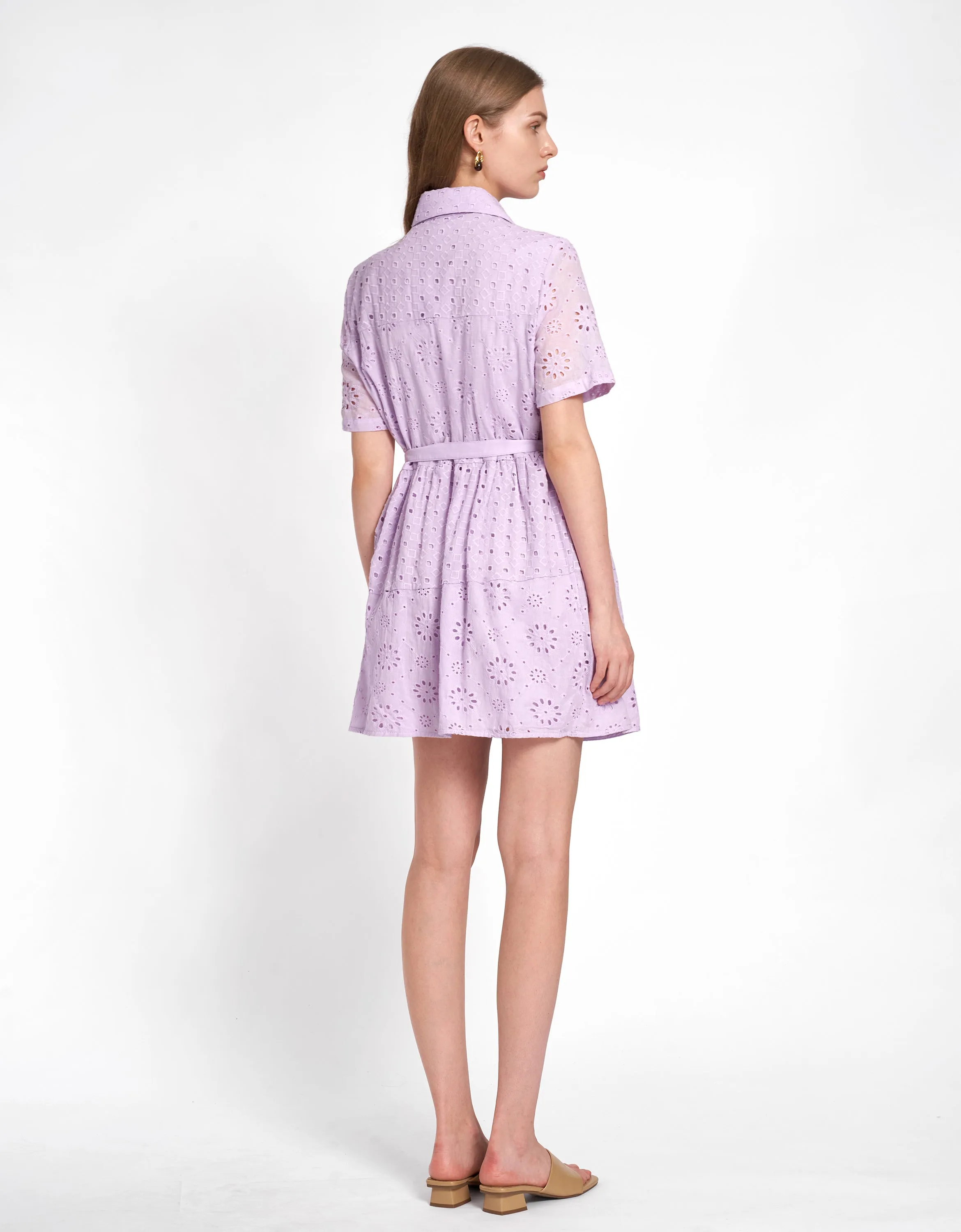 Cutwork Embroidery Belt Dress