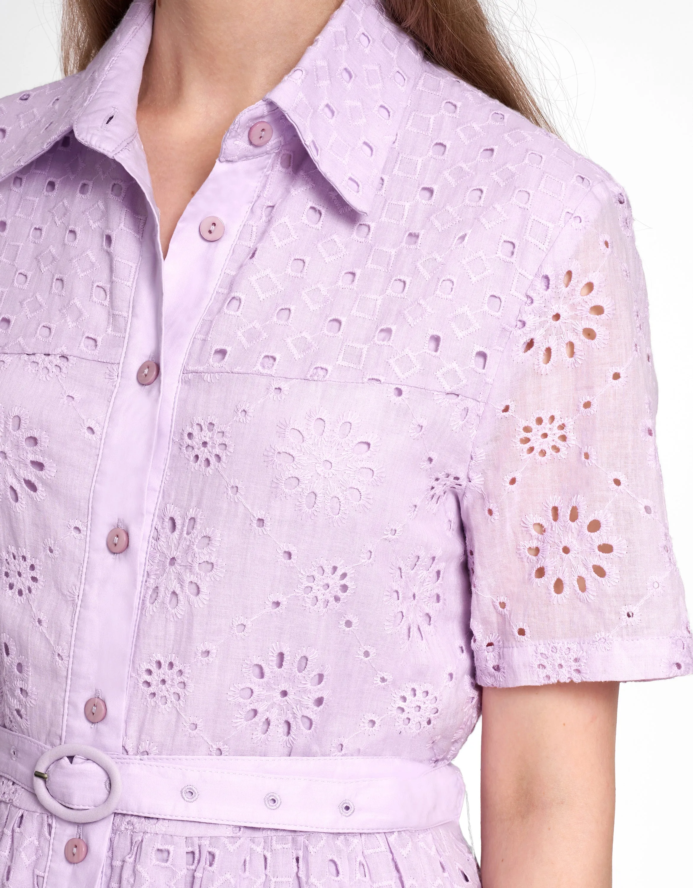 Cutwork Embroidery Belt Dress