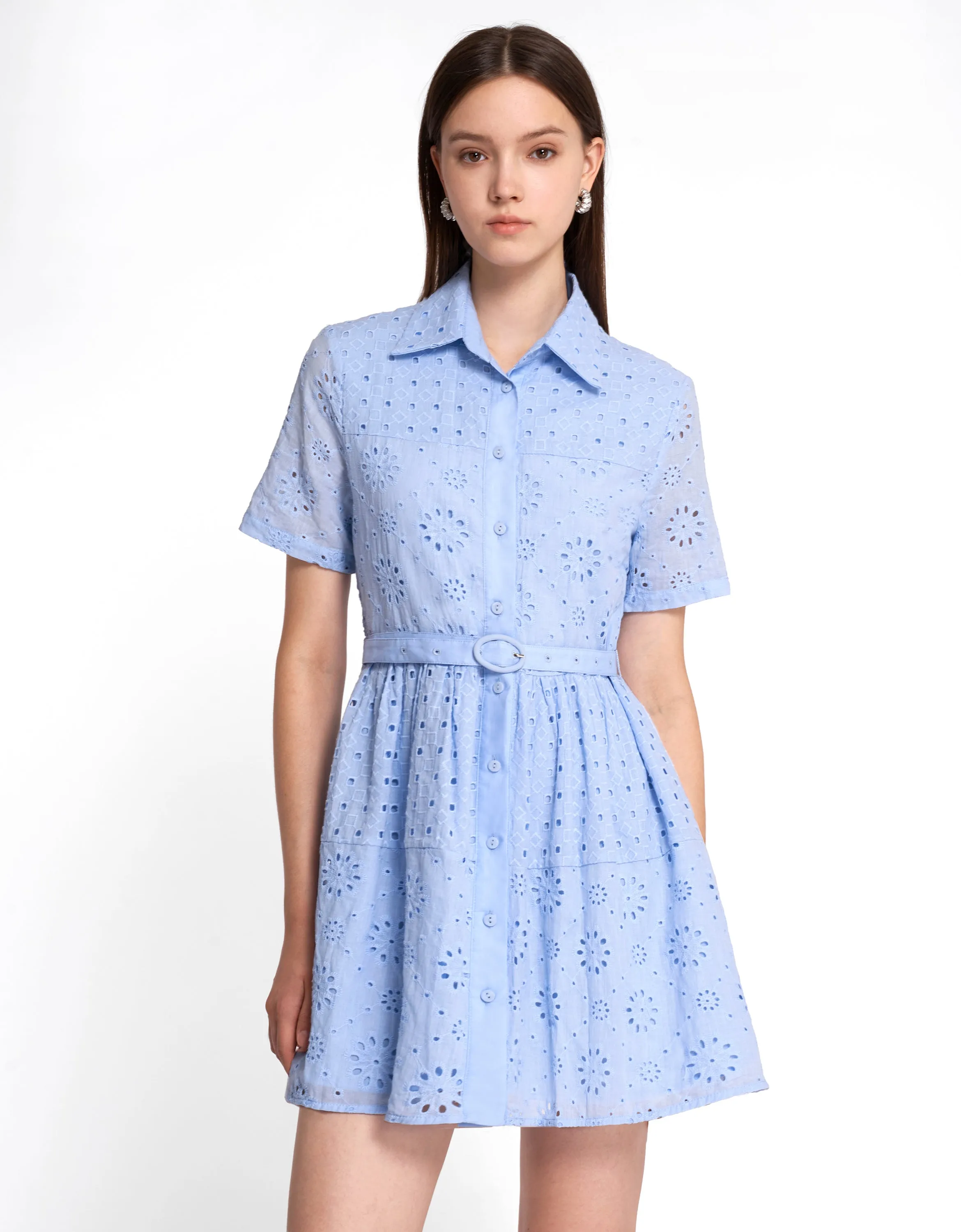 Cutwork Embroidery Belt Dress
