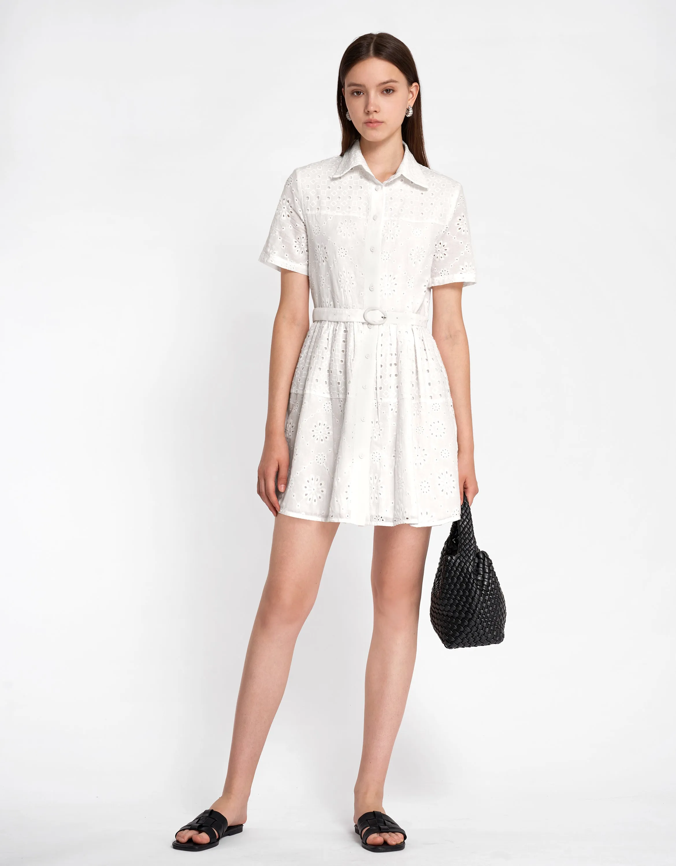 Cutwork Embroidery Belt Dress