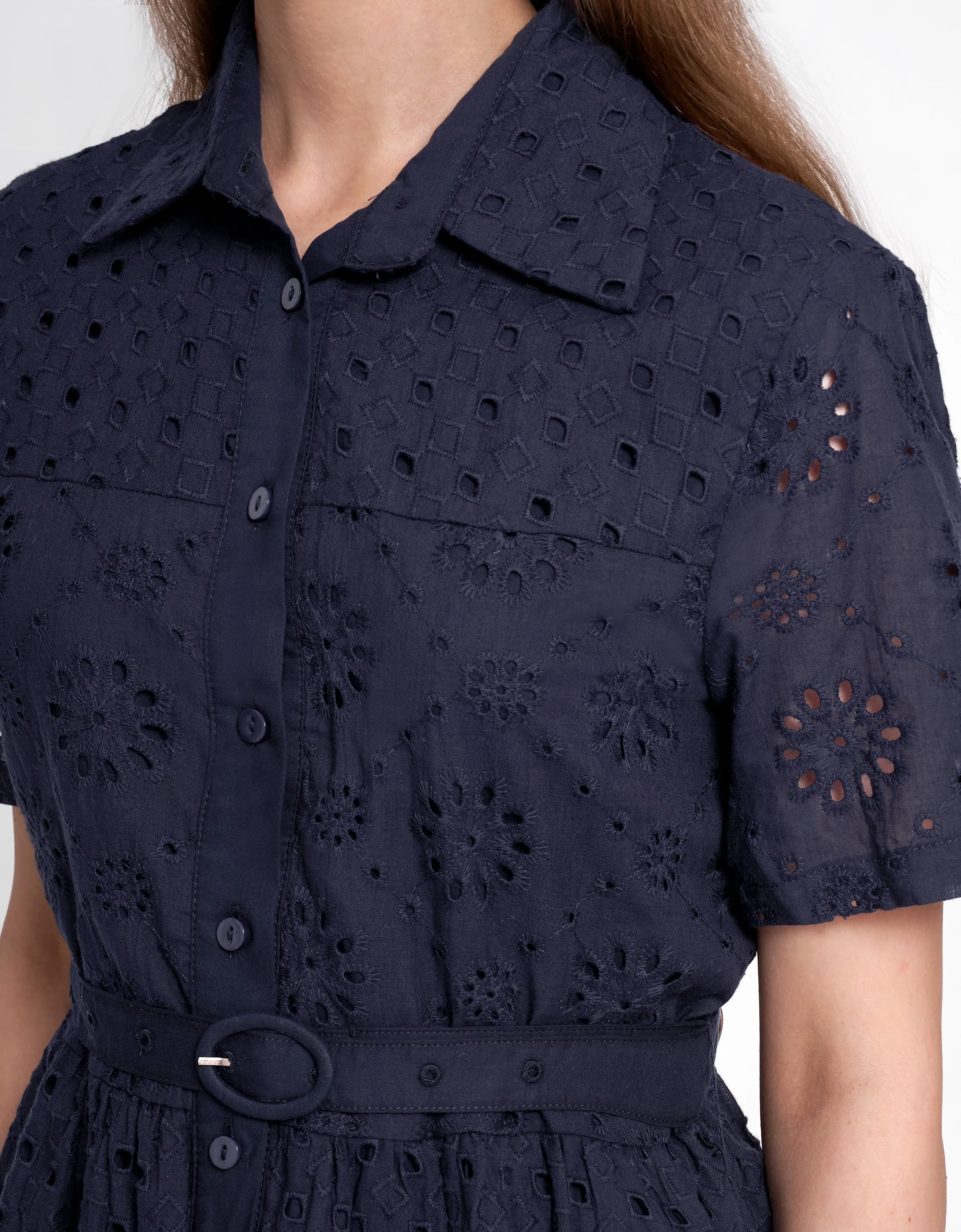 Cutwork Embroidery Belt Dress