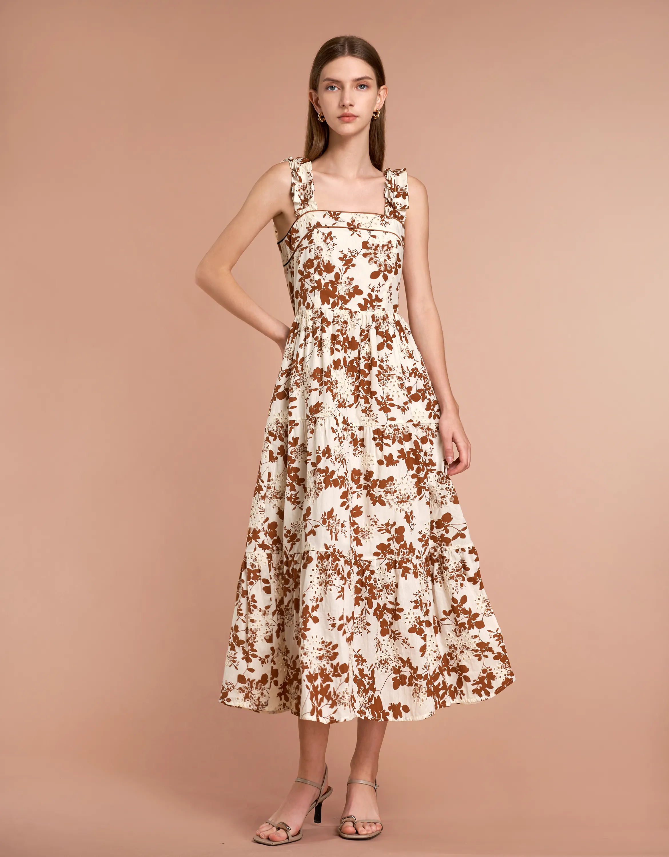 Cutwork Embroidery Tiered Maxi Dress