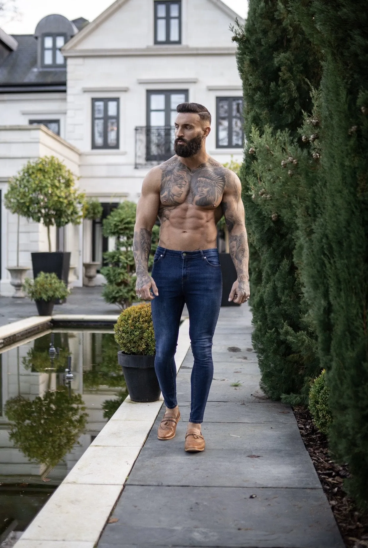 Father Sons Slim Stretch Denim Blue Ultra Tapered Ankle Jeans - FSM010