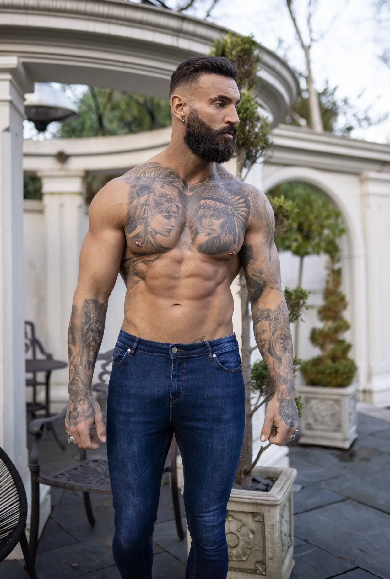 Father Sons Slim Stretch Denim Blue Ultra Tapered Ankle Jeans - FSM010